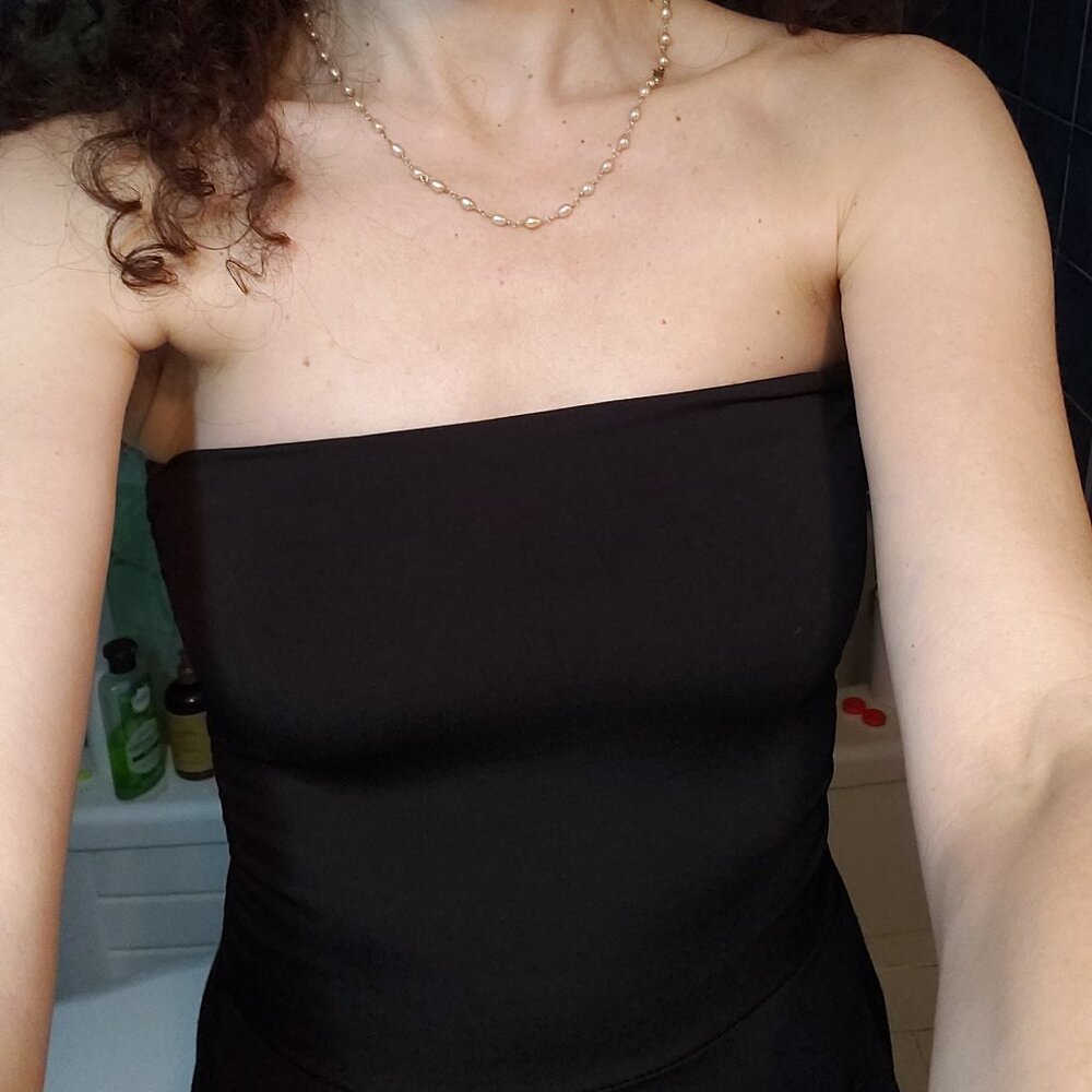 Black Dual Strapless Dress and Foldover Skirt Size small